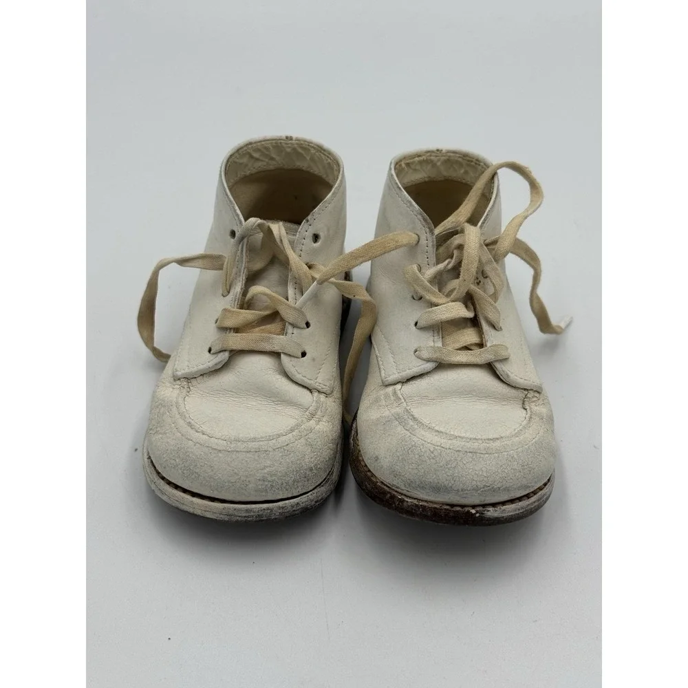 Antique Unisex Infant Toddler Baby Lace Shoes‎ Leather Vintage